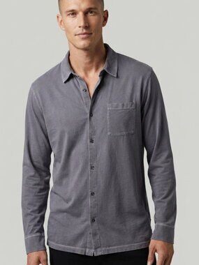 James Perse Clean Finish Jersey Button Up Shirt Gray Size 5 XXL